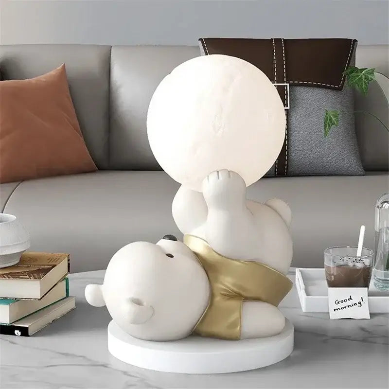 Cream Ceramic Bear Lamp