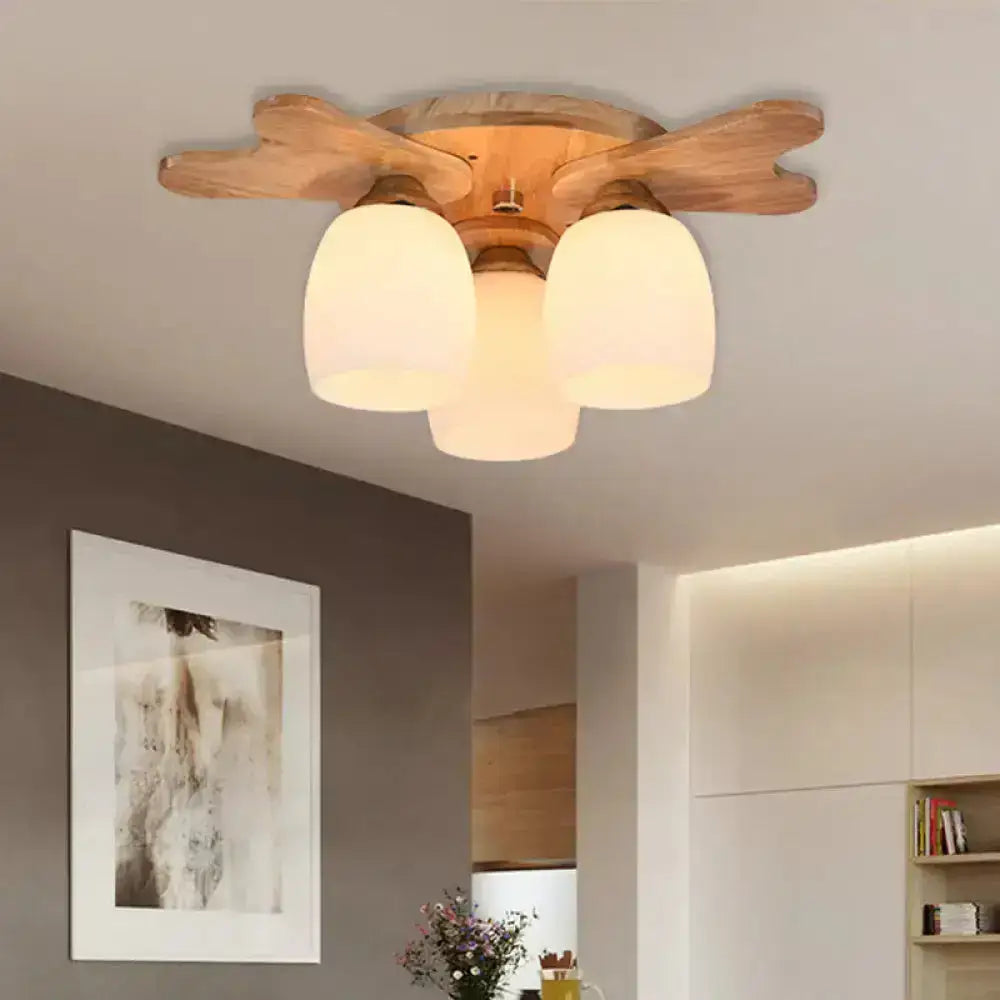 Cream Glass Bell Ceiling Light