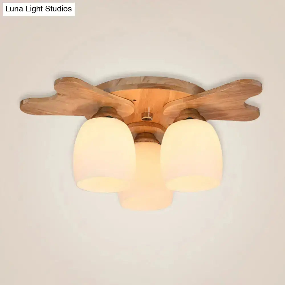 Cream Glass Bell Ceiling Light