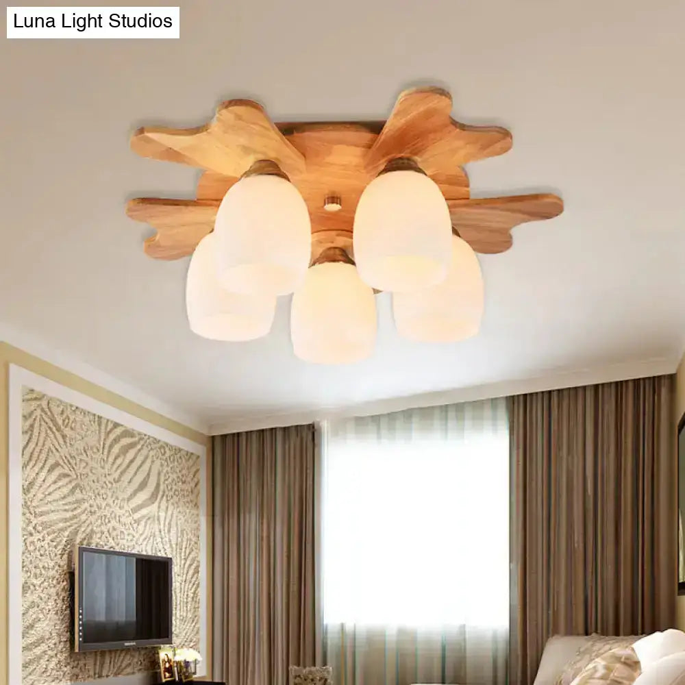 Cream Glass Bell Ceiling Light