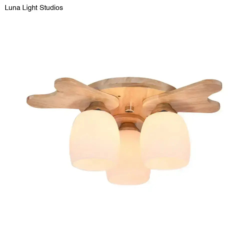 Cream Glass Bell Ceiling Light