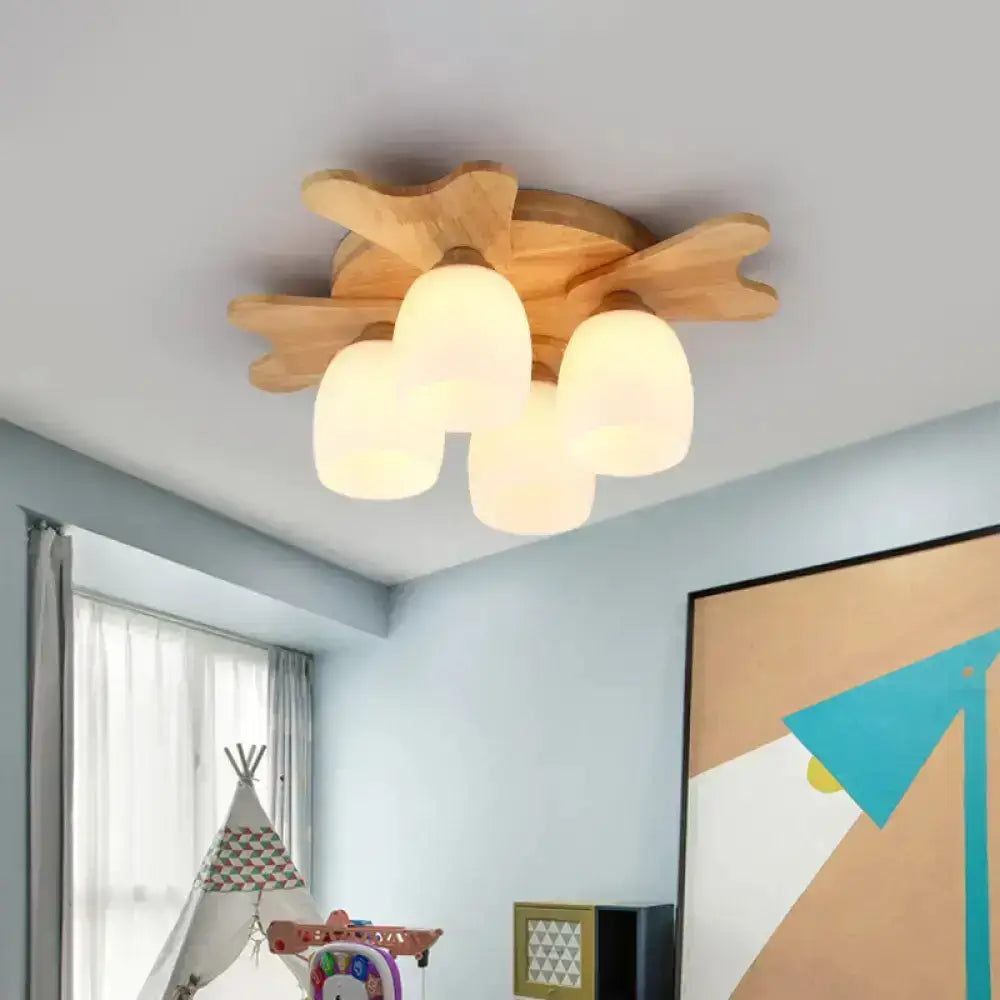 Cream Glass Bell Ceiling Light