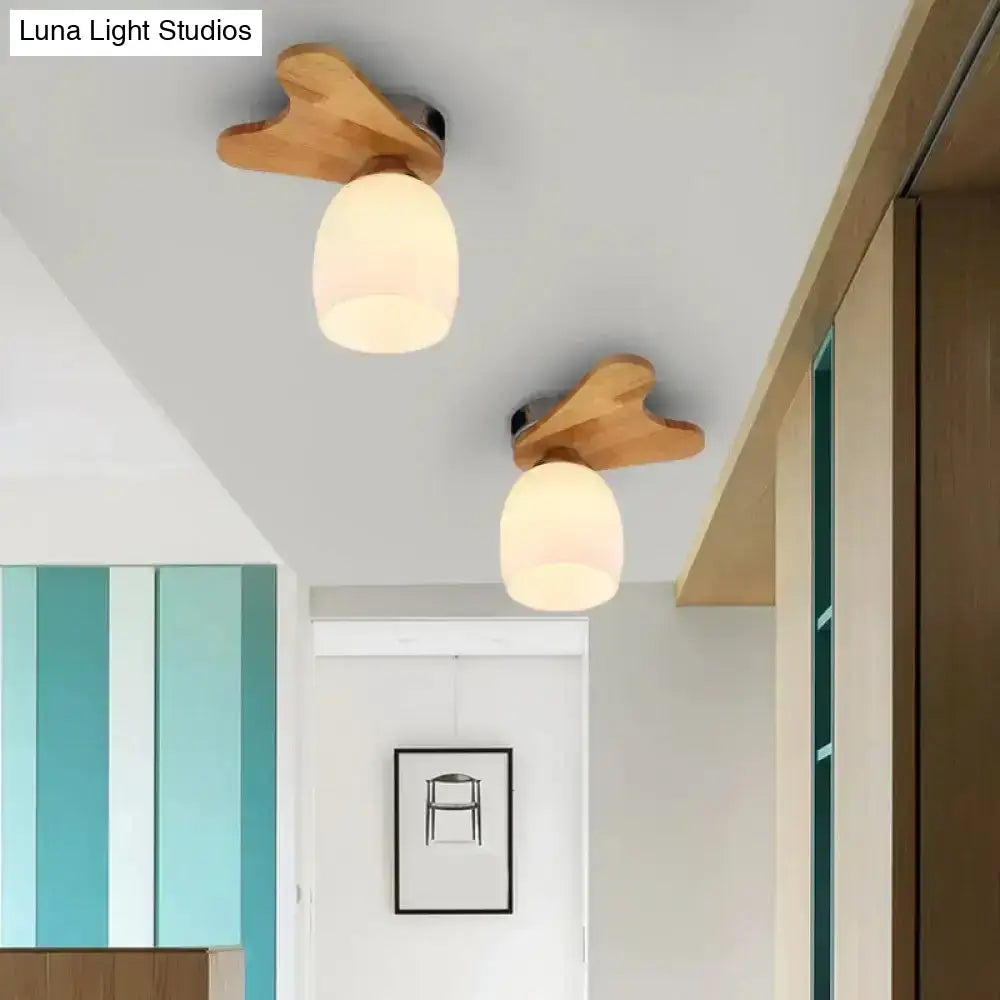 Cream Glass Bell Ceiling Light