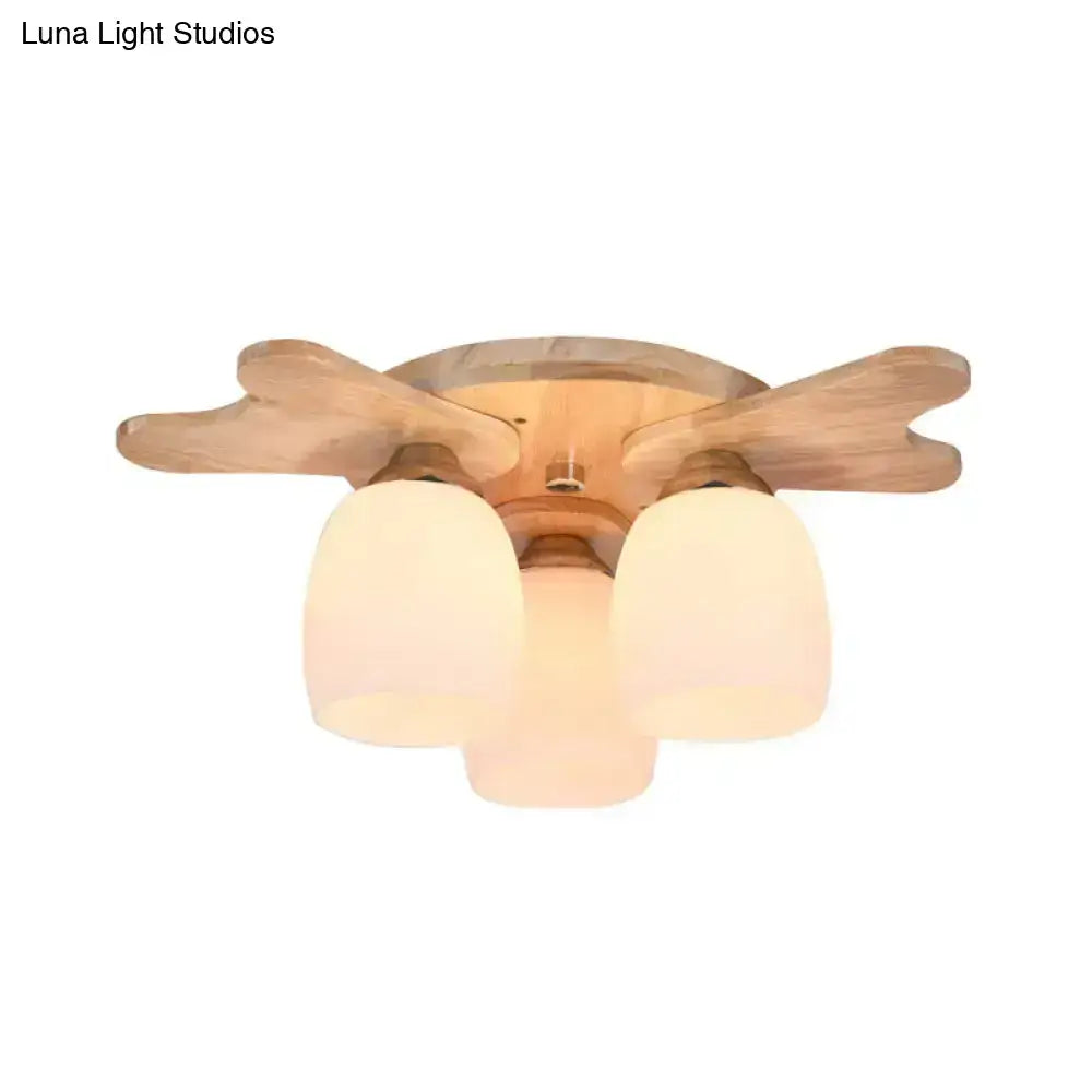 Cream Glass Bell Ceiling Light