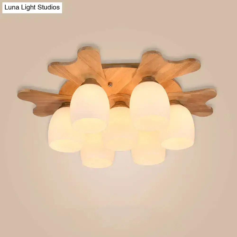 Cream Glass Bell Ceiling Light