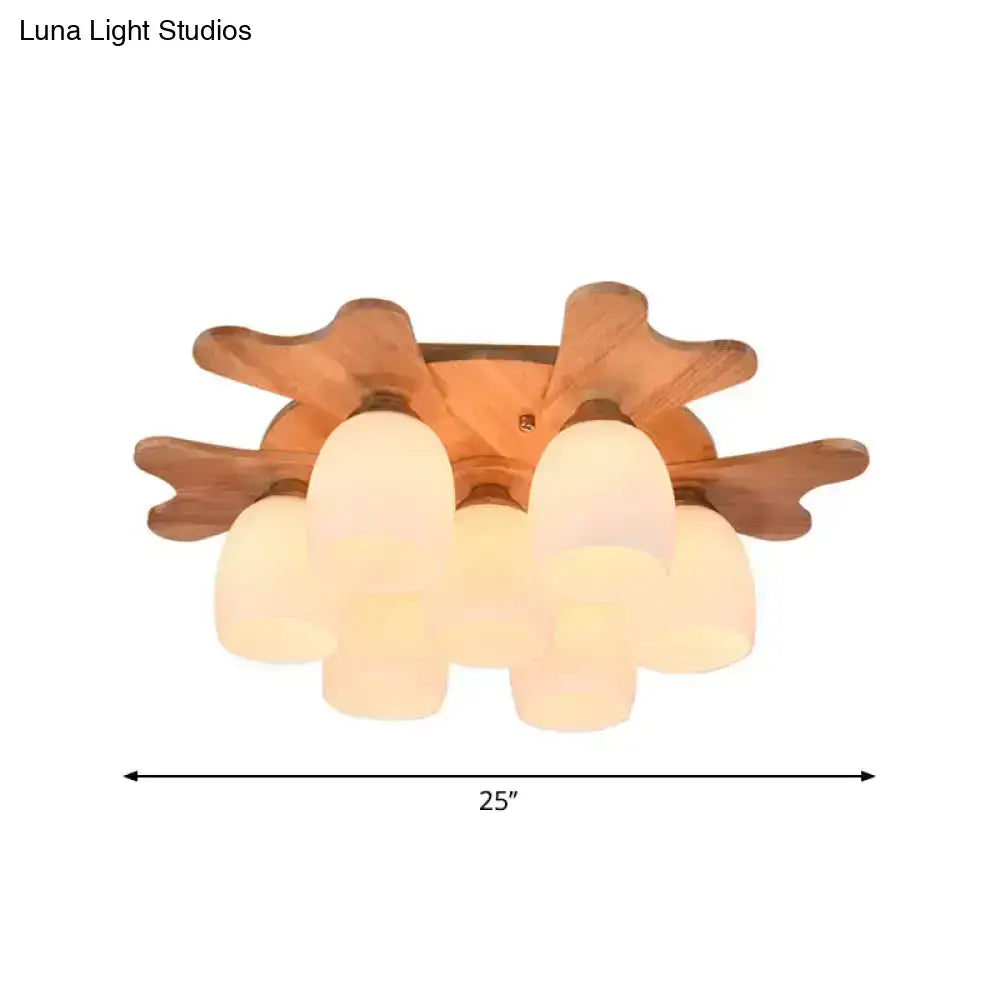 Cream Glass Bell Ceiling Light