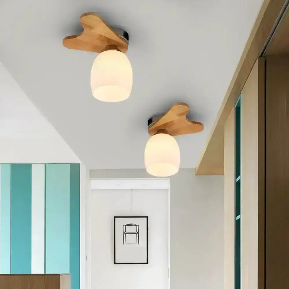 Cream Glass Bell Ceiling Light
