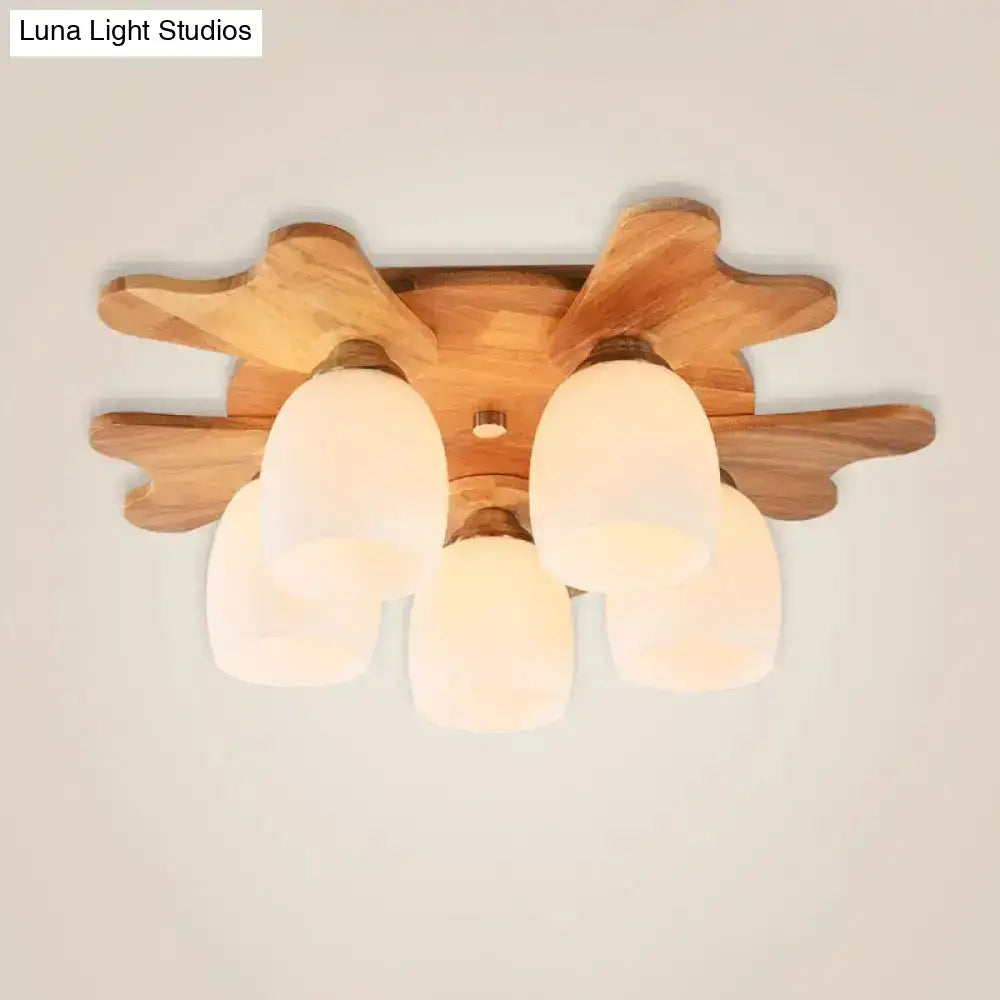 Cream Glass Bell Ceiling Light