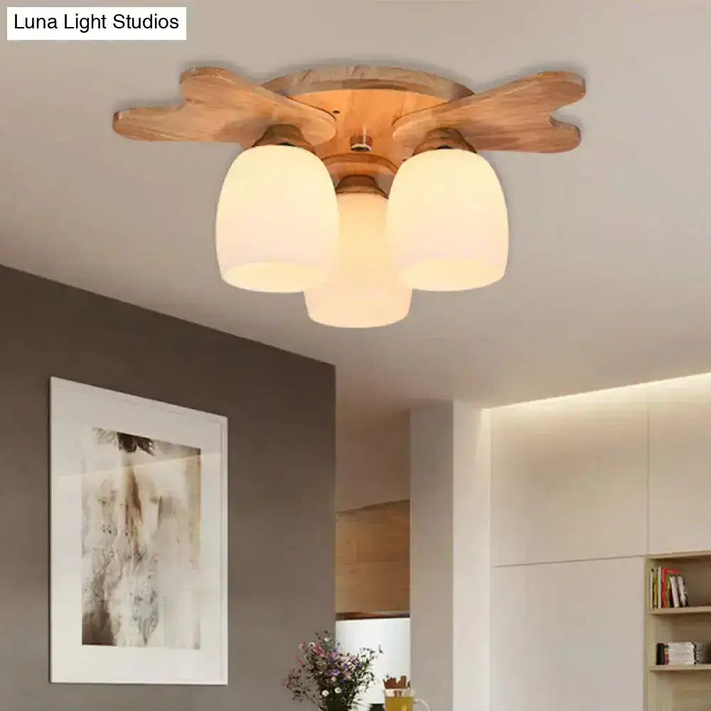 Cream Glass Bell Ceiling Light