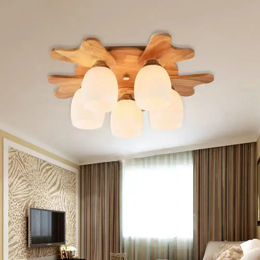 Cream Glass Bell Ceiling Light