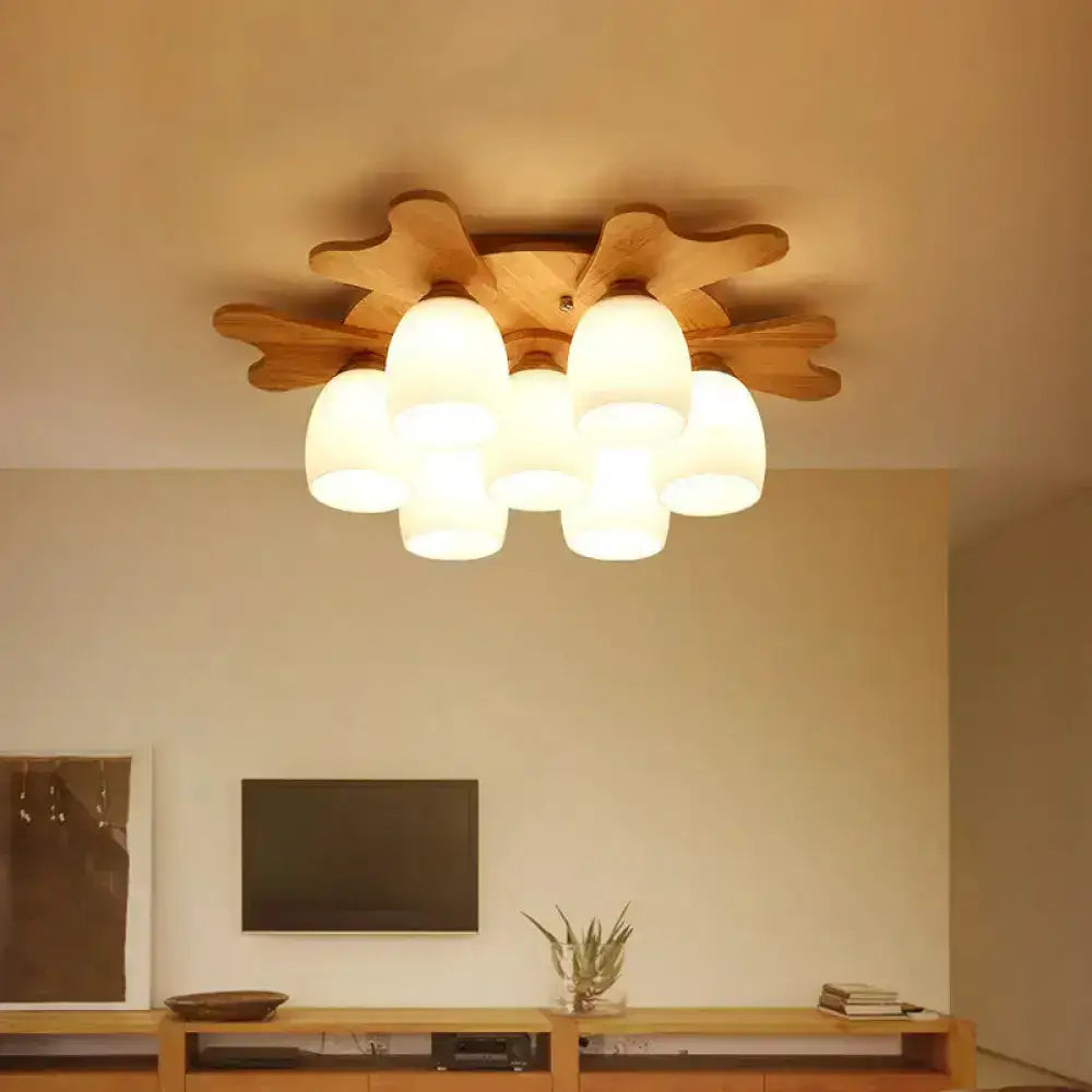 Cream Glass Bell Ceiling Light