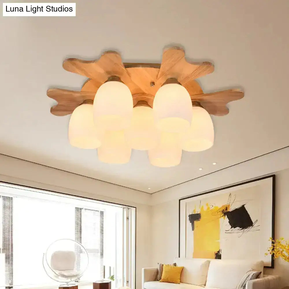 Cream Glass Bell Ceiling Light
