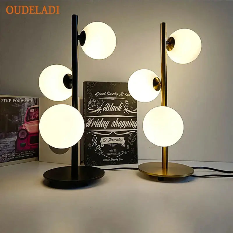 Gold Glass Ball Bedroom Table Lamp