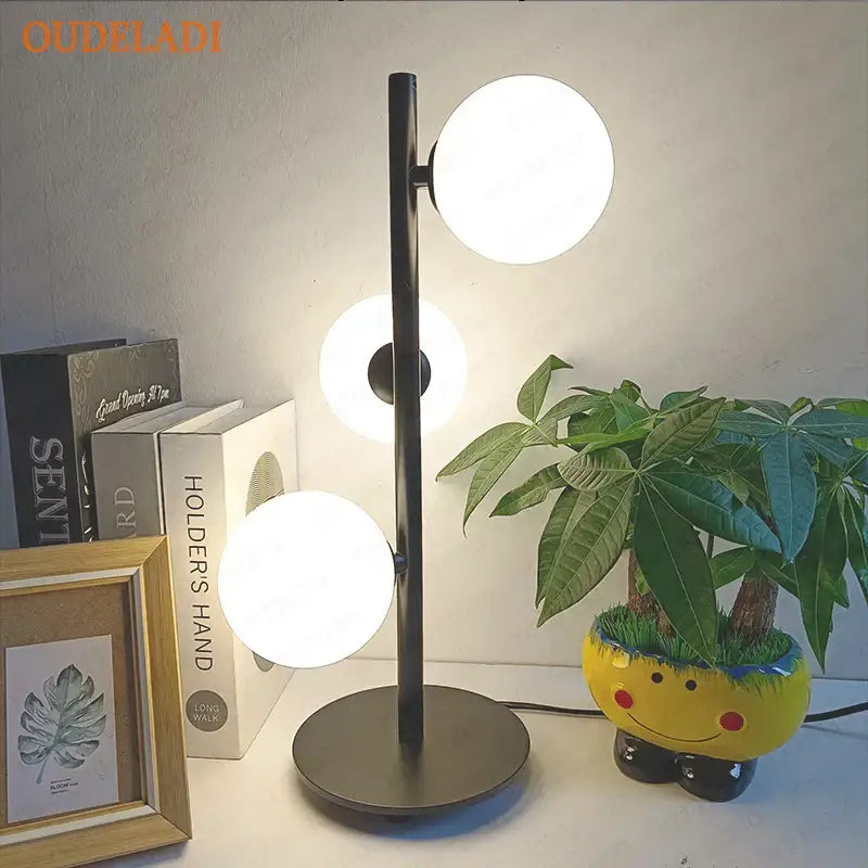 Gold Glass Ball Bedroom Table Lamp
