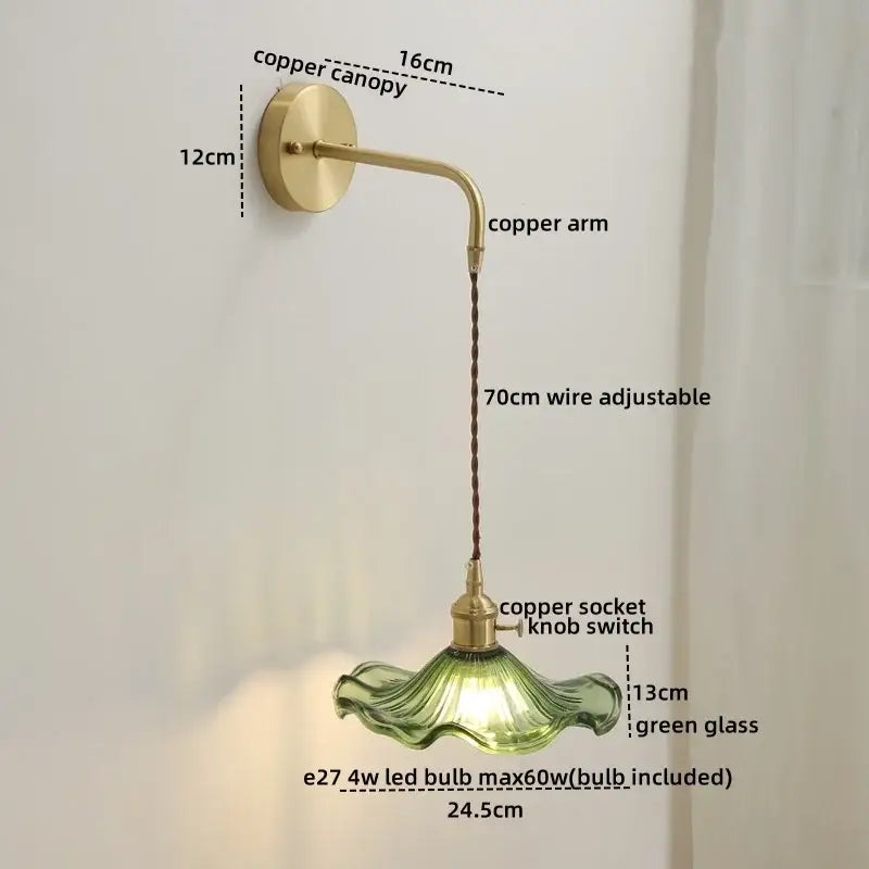 Gold Etched Glass Wall Lamp