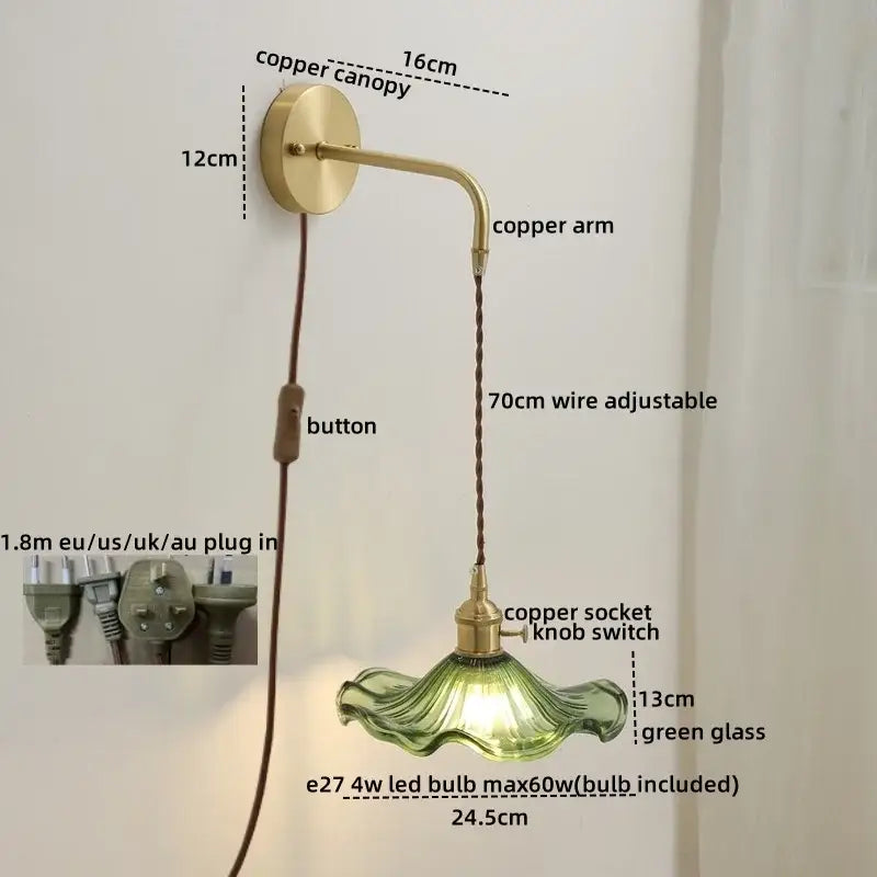 Gold Etched Glass Wall Lamp