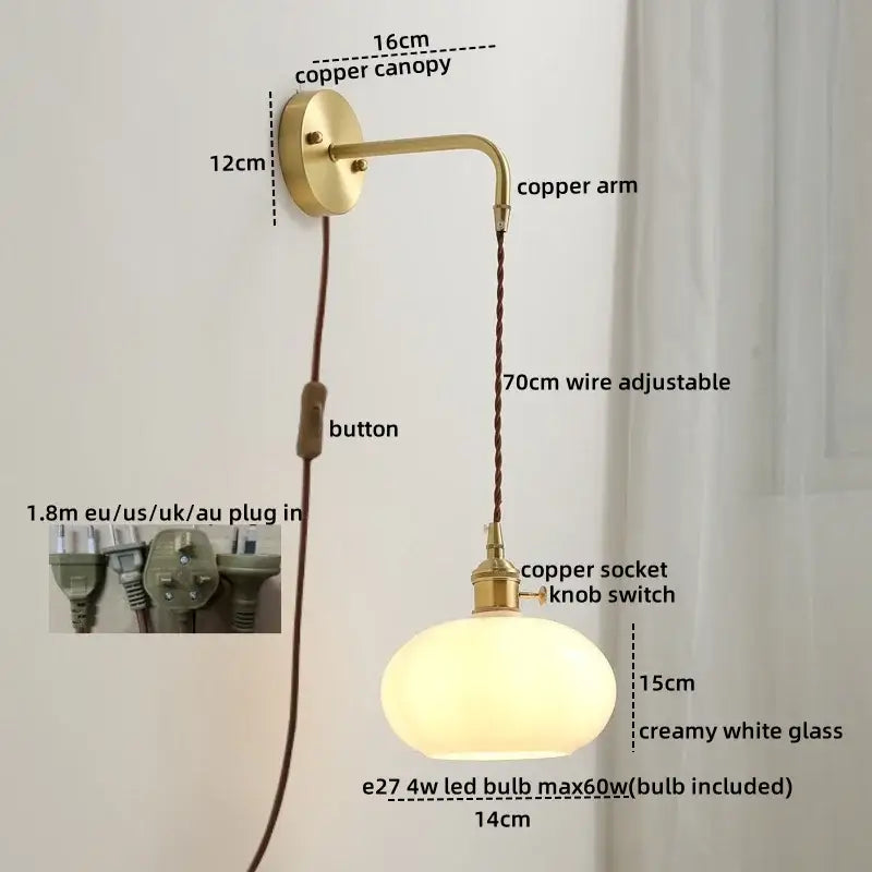 Gold Etched Glass Wall Lamp