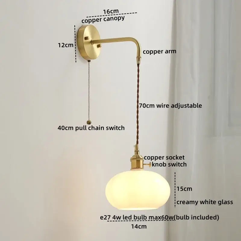 Gold Etched Glass Wall Lamp