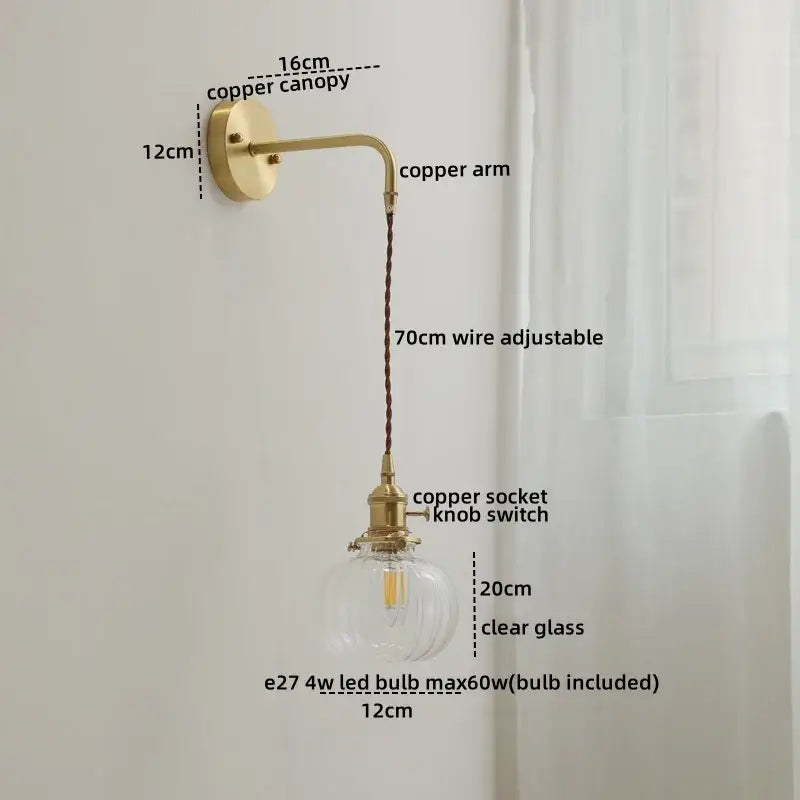 Gold Etched Glass Wall Lamp
