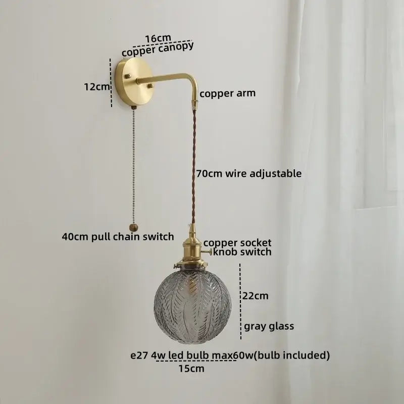 Gold Etched Glass Wall Lamp
