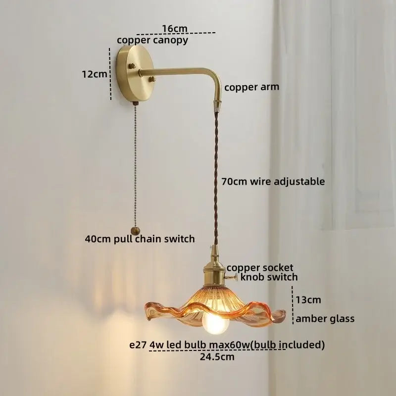 Gold Etched Glass Wall Lamp