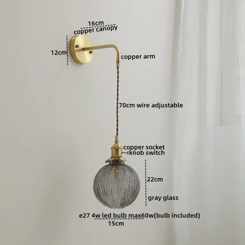 Gold Etched Glass Wall Lamp