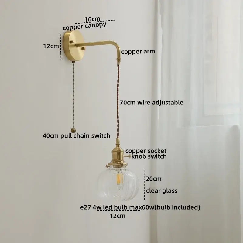 Gold Etched Glass Wall Lamp