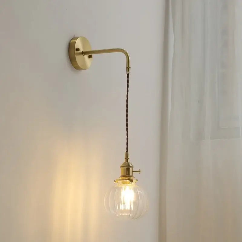 Gold Etched Glass Wall Lamp