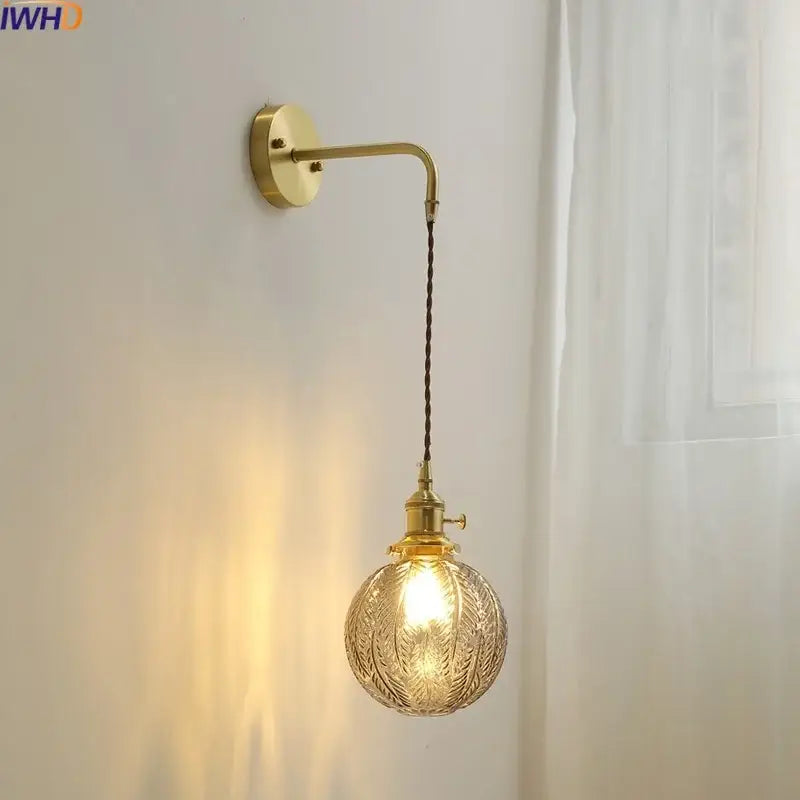 Gold Etched Glass Wall Lamp