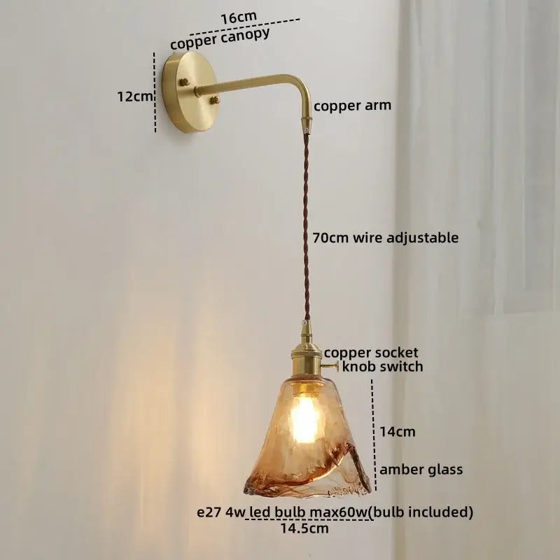 Gold Etched Glass Wall Lamp