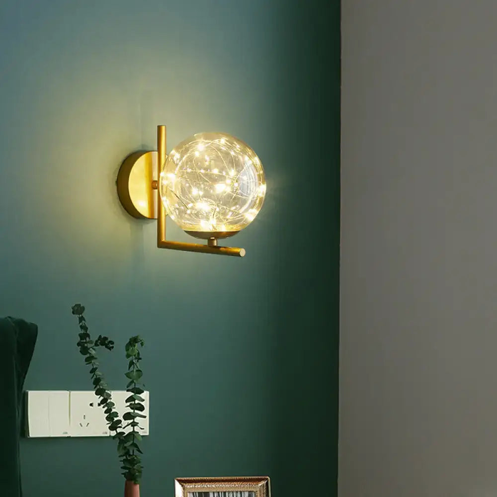 Gold Glass Globe Wall Sconce