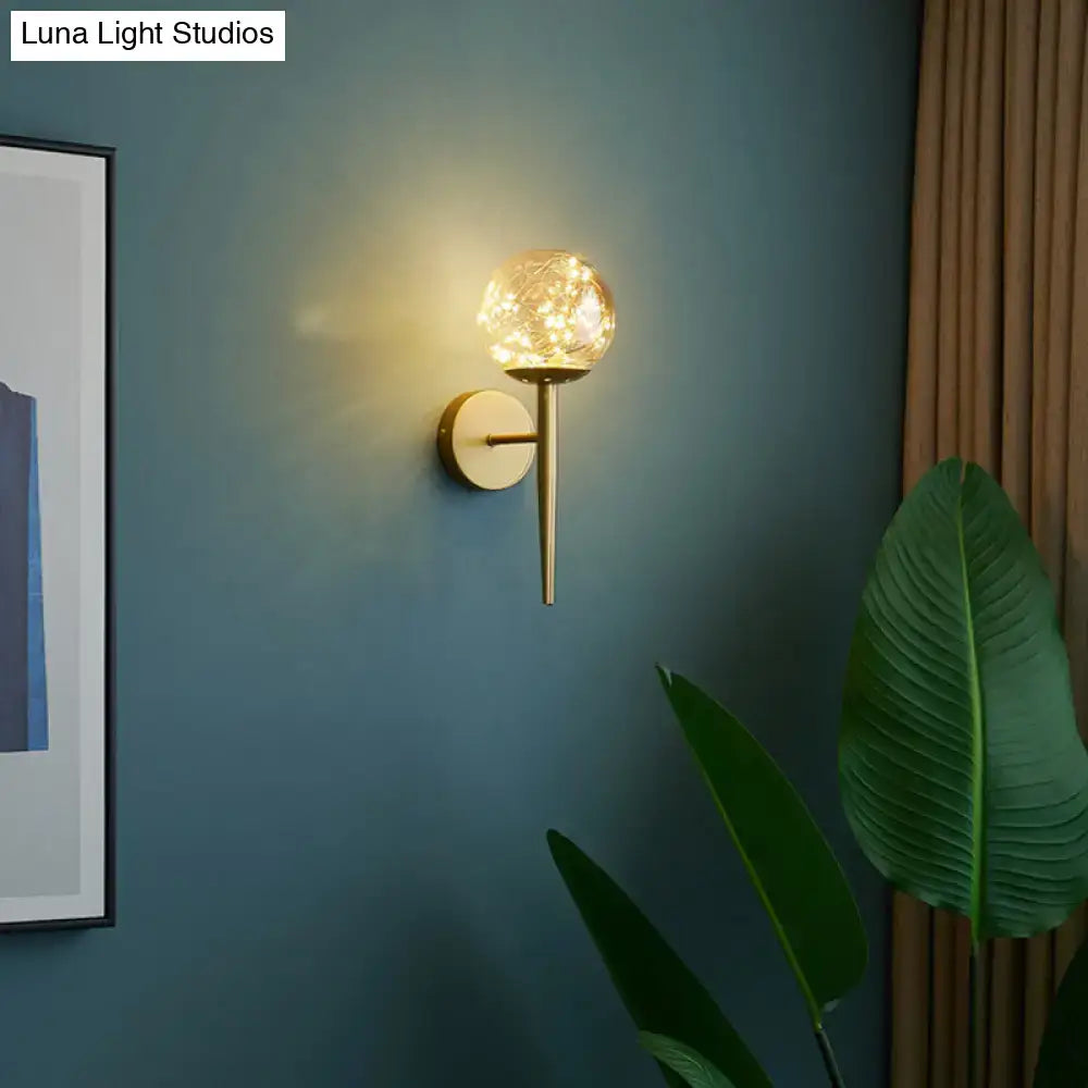 Gold Glass Globe Wall Sconce