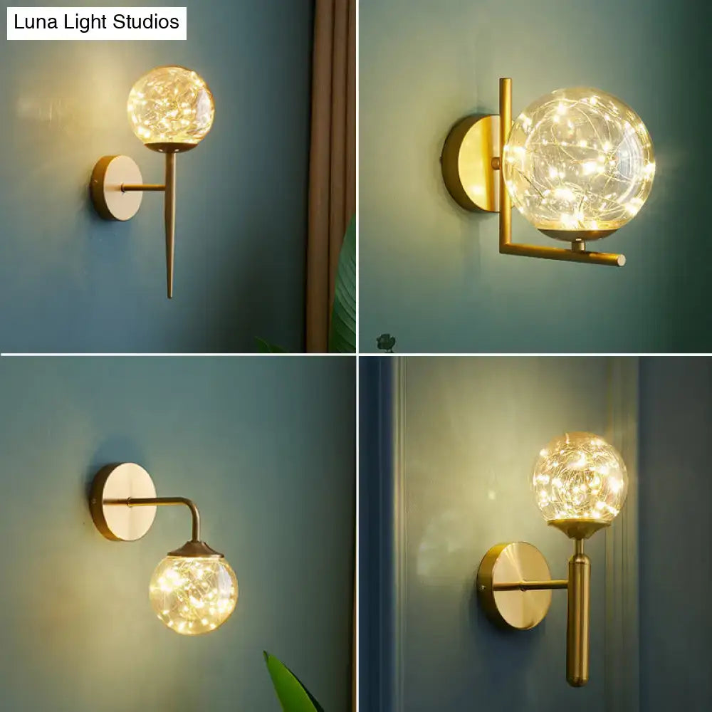 Gold Glass Globe Wall Sconce