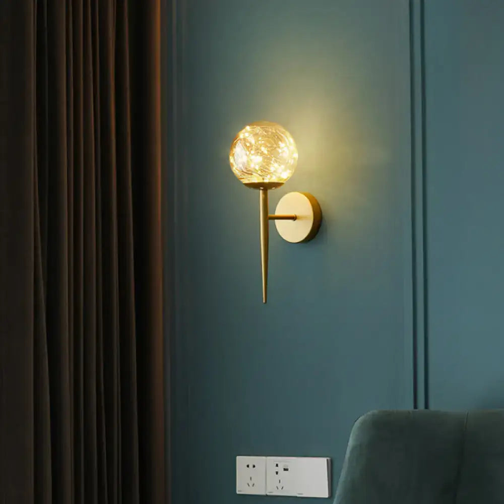 Gold Glass Globe Wall Sconce