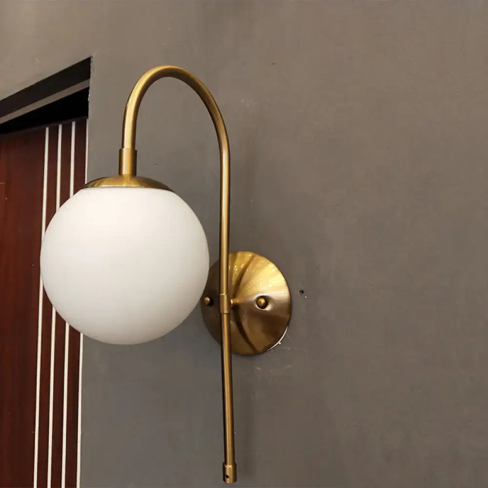 Gold Milky Glass Industrial Wall Sconce