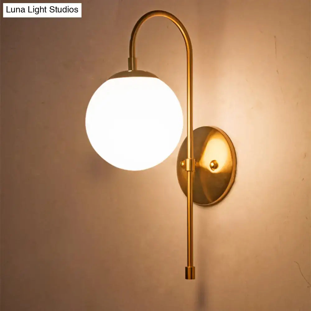 Gold Milky Glass Industrial Wall Sconce