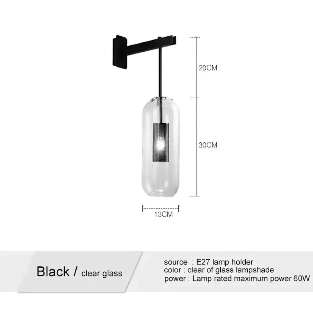 Brass Smoke Grey Glass Nordic Wall Lamp