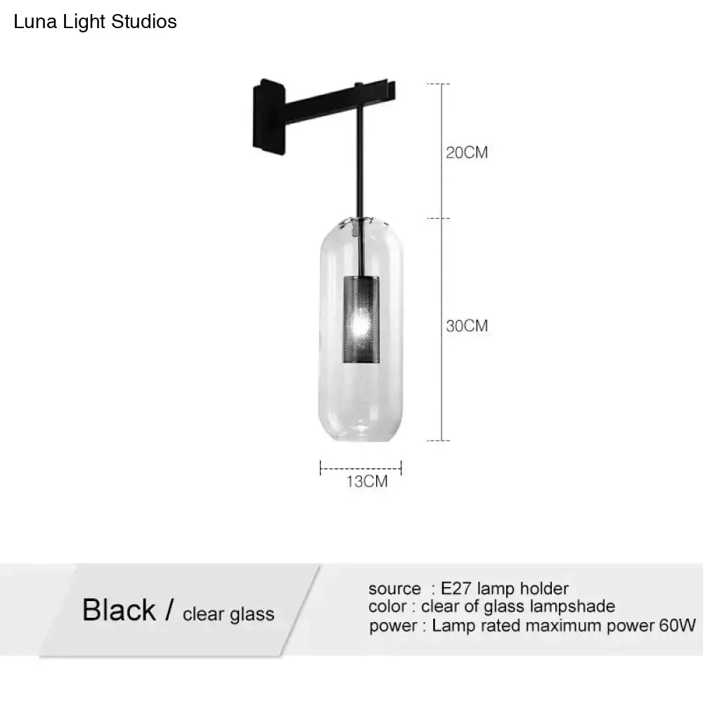 Brass Smoke Grey Glass Nordic Wall Lamp