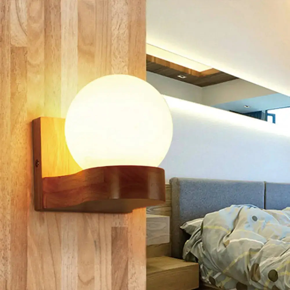 Opal Glass Wood Sconce