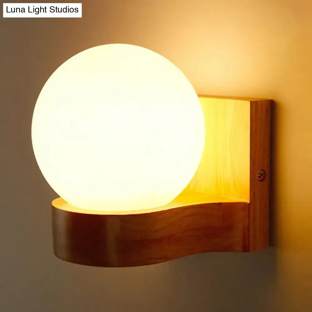 Opal Glass Wood Sconce