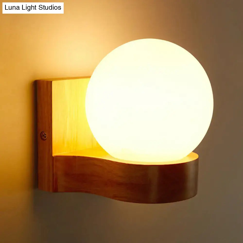 Opal Glass Wood Sconce