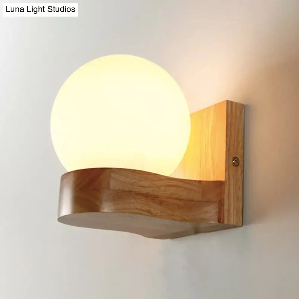 Opal Glass Wood Sconce