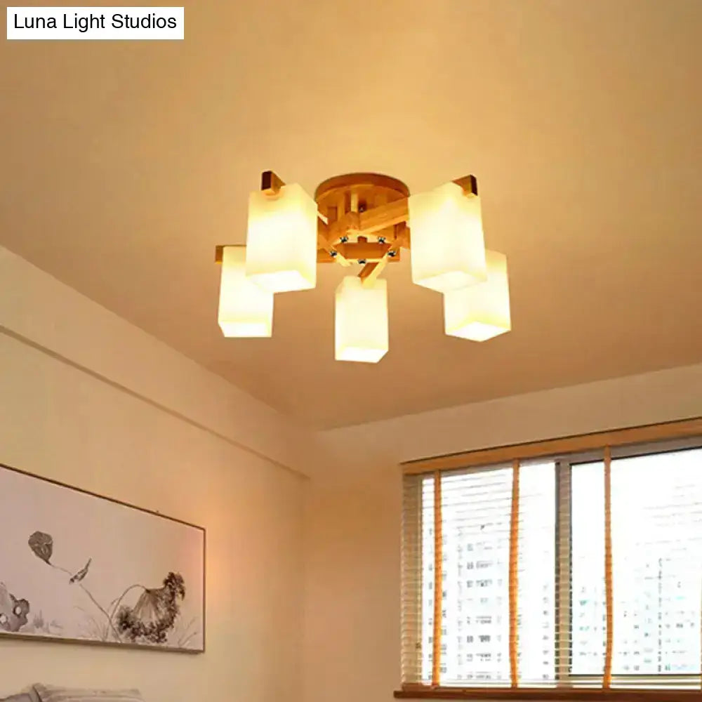 Cream Glass Ceiling Lamp