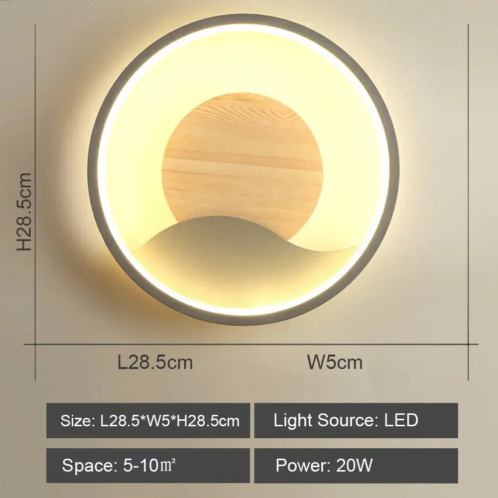 Grey Wood LED Wall Light