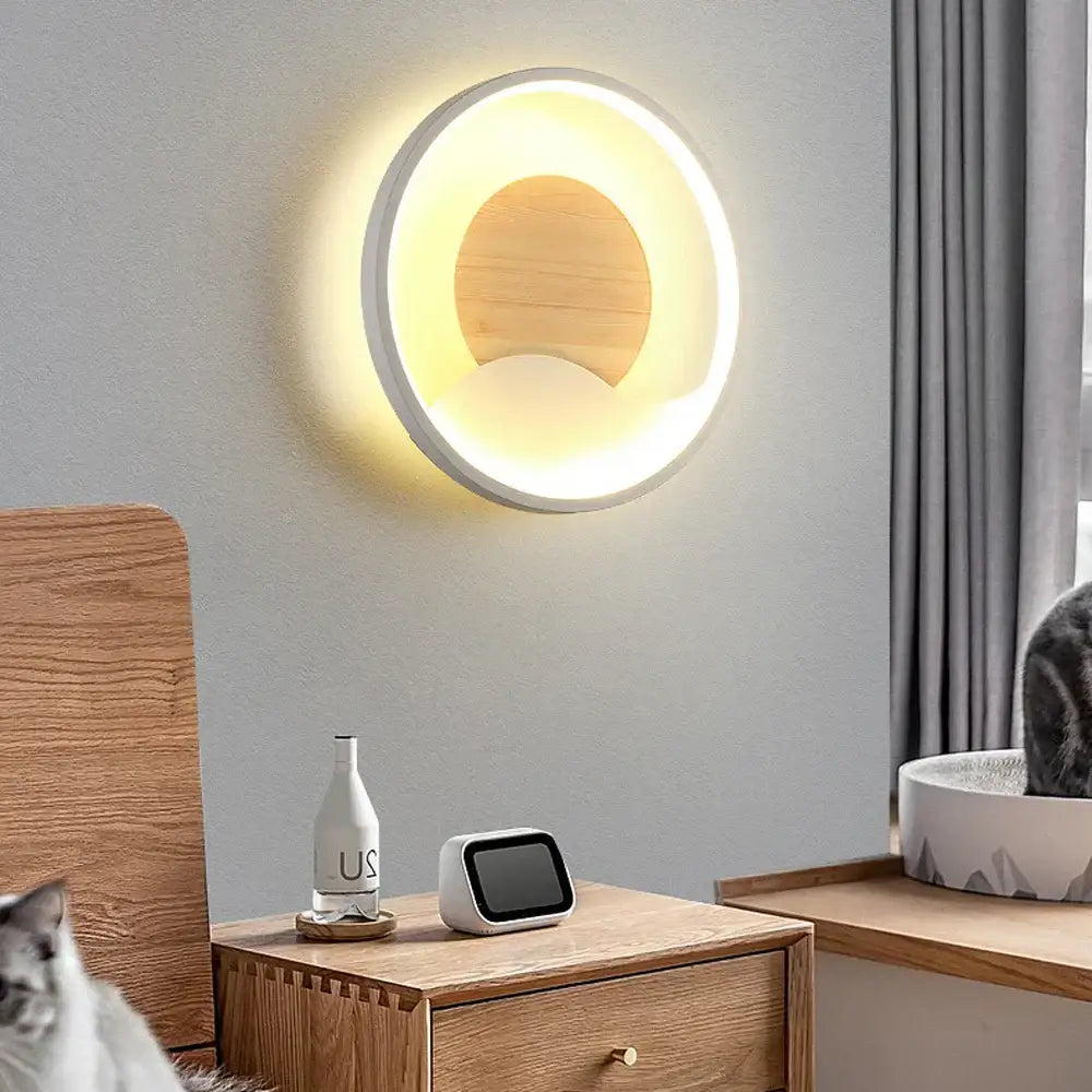 Grey Wood LED Wall Light