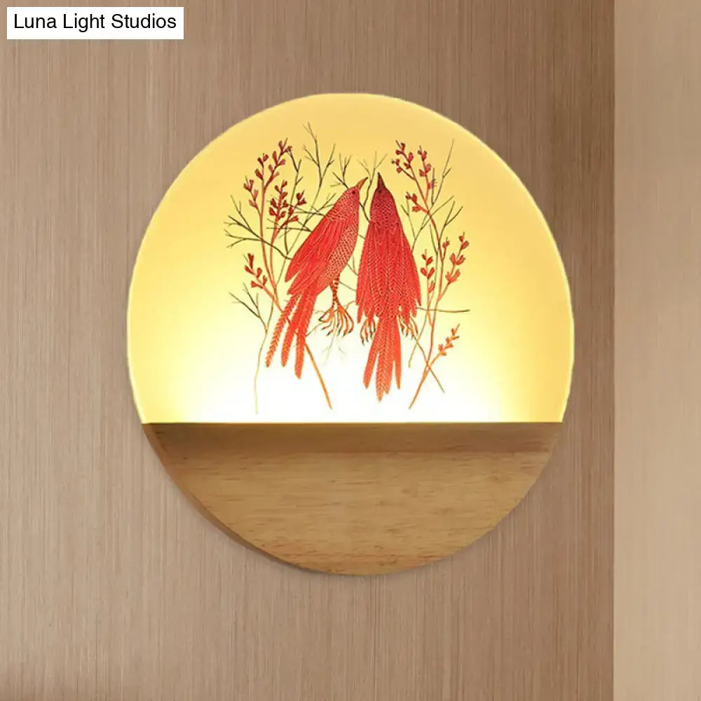 Wood Bird Wall Lamp