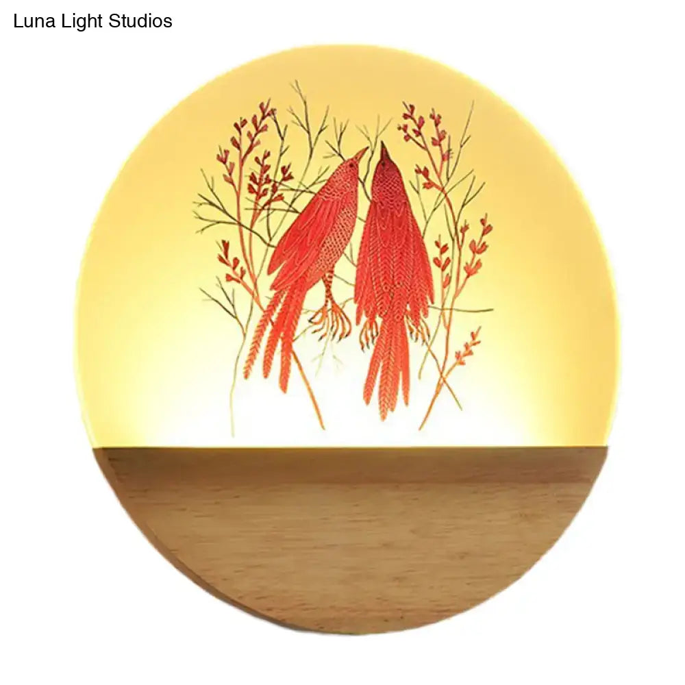 Wood Bird Wall Lamp