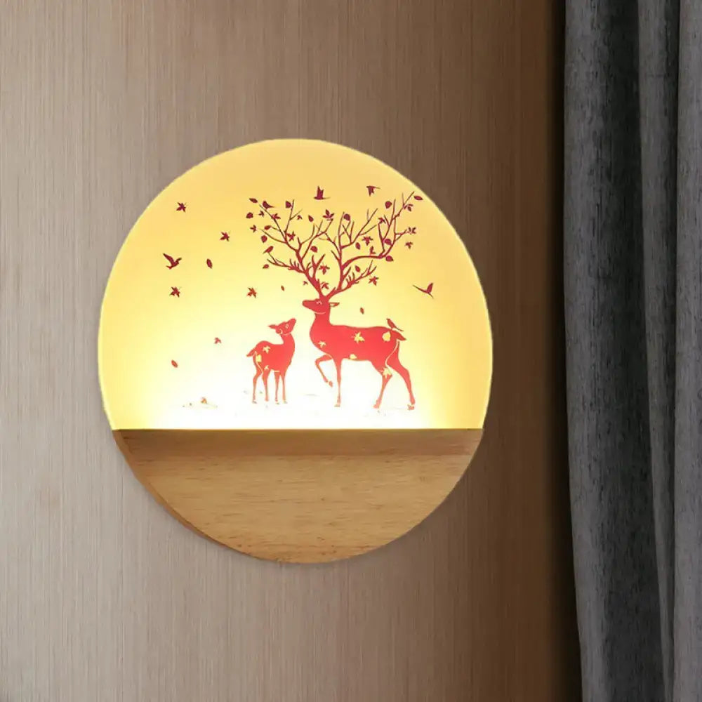 Wood Bird Wall Lamp