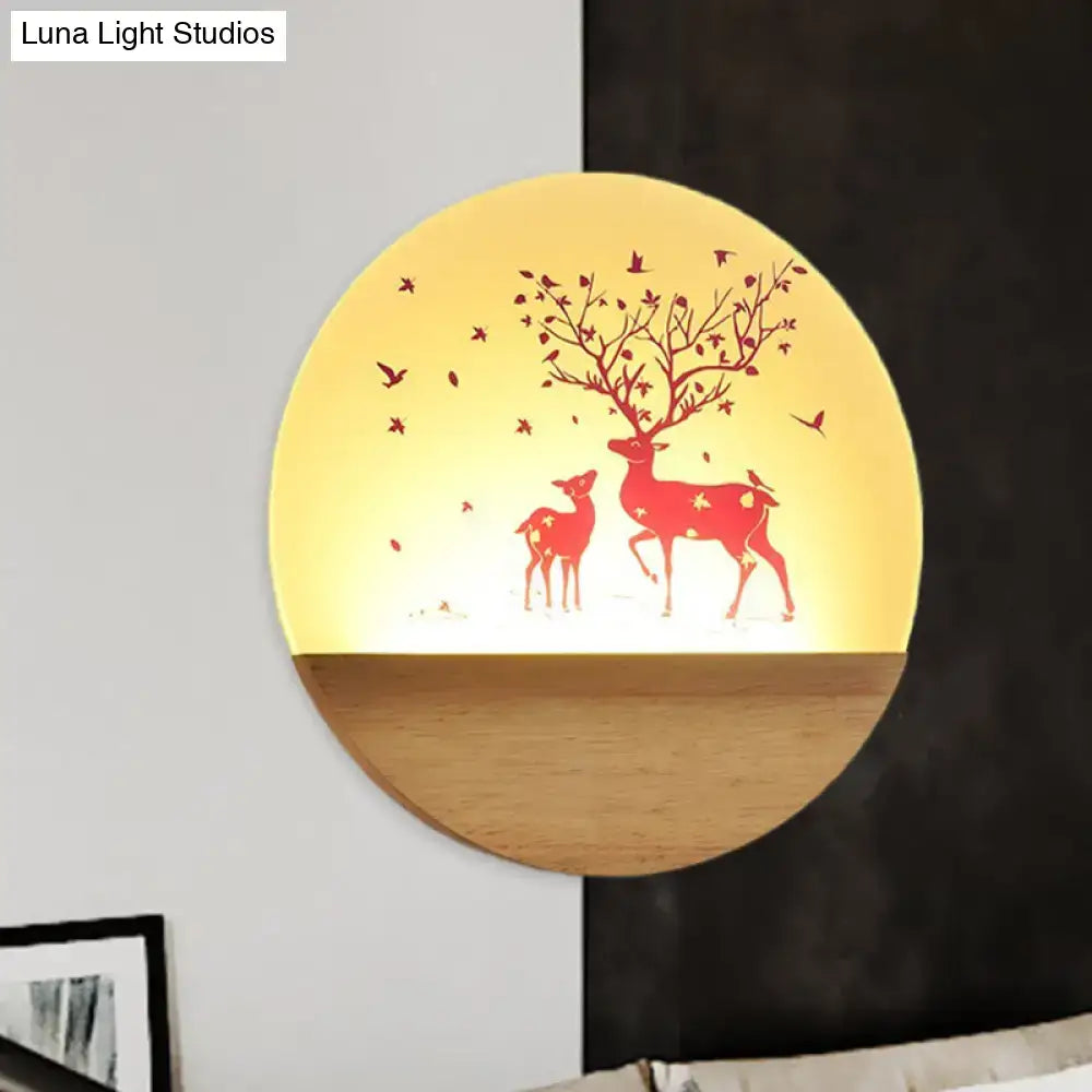 Wood Bird Wall Lamp