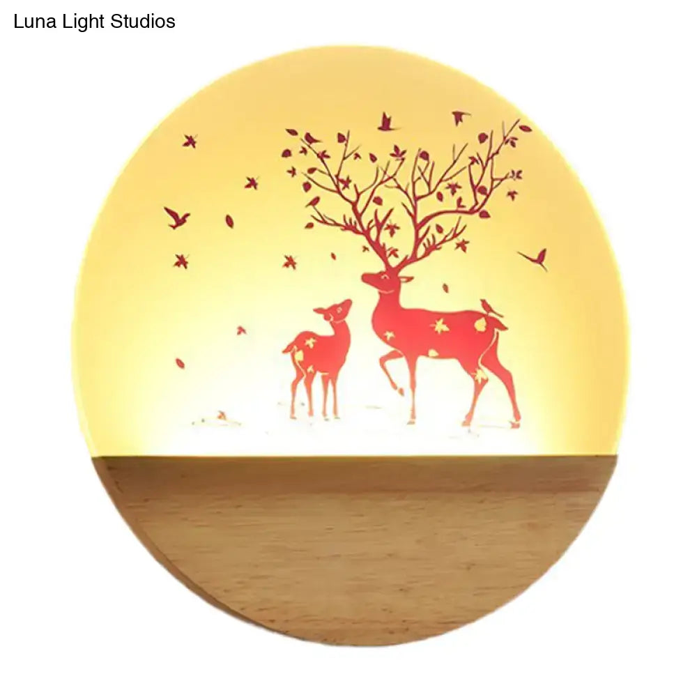 Wood Bird Wall Lamp